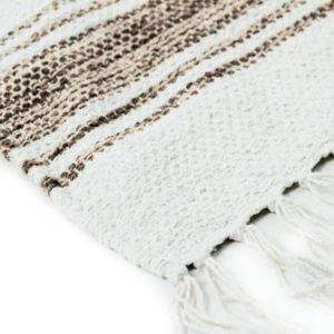 Tapis en coton à lignes - Blanc & Beige