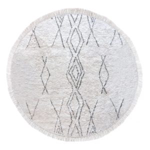 Tapis berbere rond 160cm - Ivoire et noir