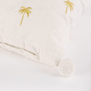 Coussin blanc - Palmiers dorés brodés