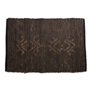 Tapis en jonc de mer & coton noir 70x140