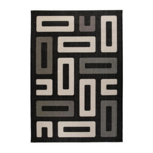 Tapis intérieur extérieur noir motifs géométriques