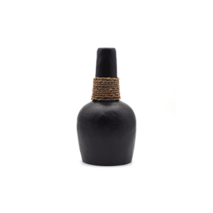 Vase artisanal en terre cuite noir et corde grand modèle