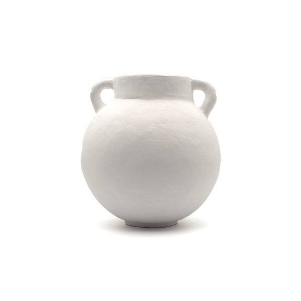 Vase en terre cuite à anses blanc mat