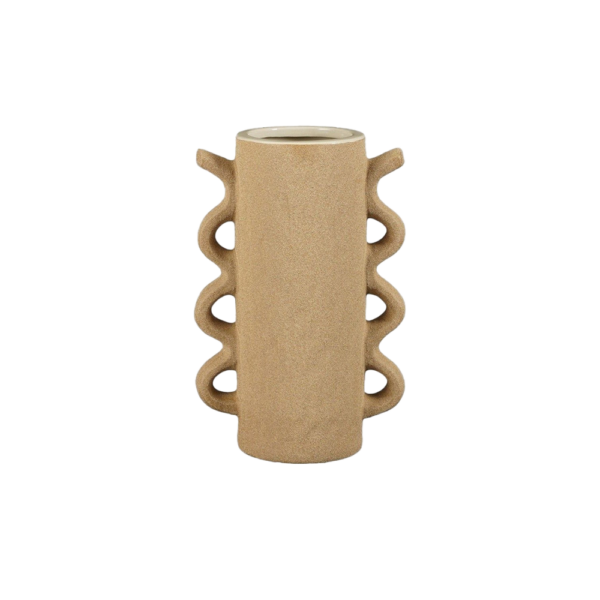 Vase en céramique triple anse texturé beige