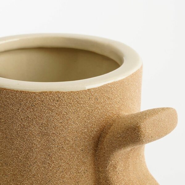 Vase en céramique triple anse texturé beige