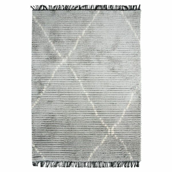 Tapis doux gris clair lignes beige