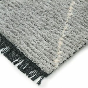 Tapis doux gris clair lignes beige