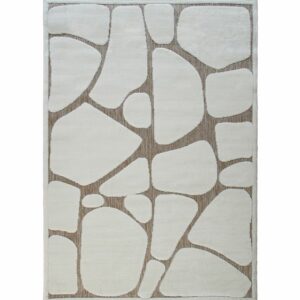 Tapis effet jute relief motifs taches blanches