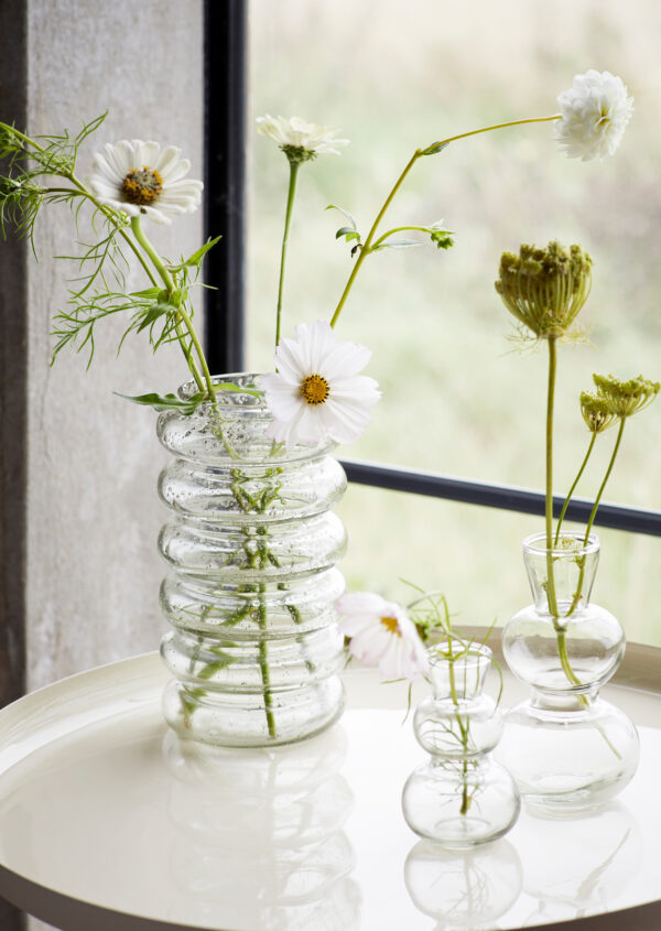 Vase en verre recyclé transparent grand et petit modèle